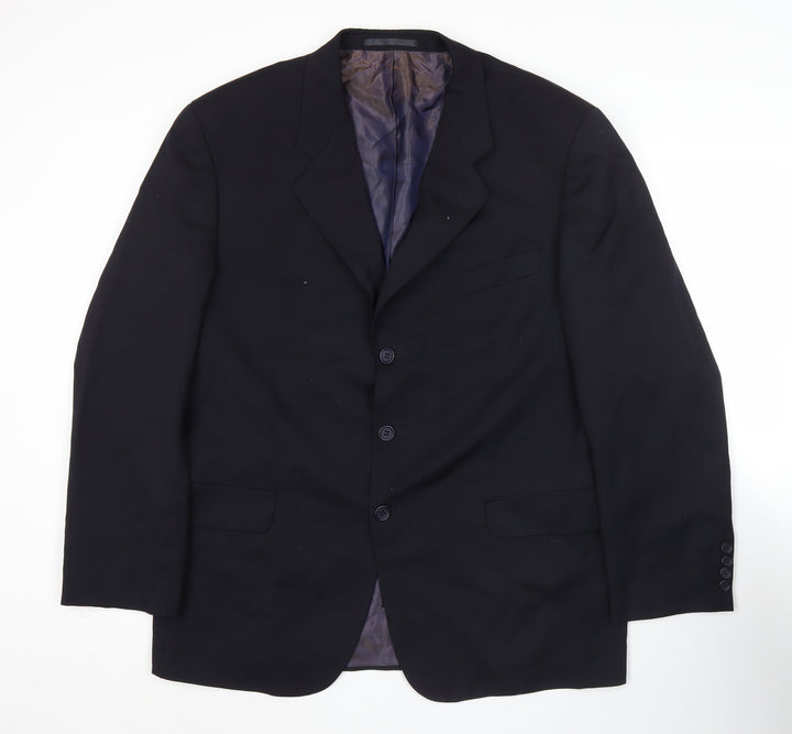 Oakland Men’s Black Wool Blazer 42R Notch Lapel Formal Jacket