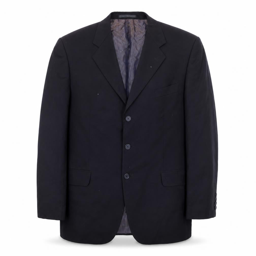 Front view of Oakland Men’s Black Wool Blazer 42R Notch Lapel Formal Jacket