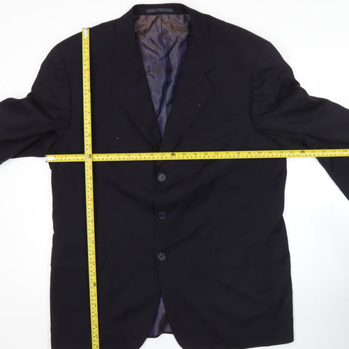 Oakland Men’s Black Wool Blazer 42R Notch Lapel Formal Jacket