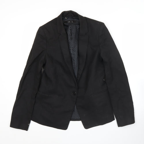 Next Women Black Size 10 Tailored One Button Blazer Jacket