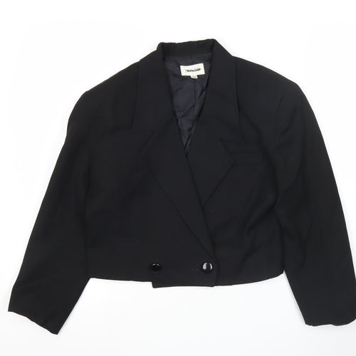 NON NO Womens Black Cropped Suit Jacket Size 18 Double Breasted