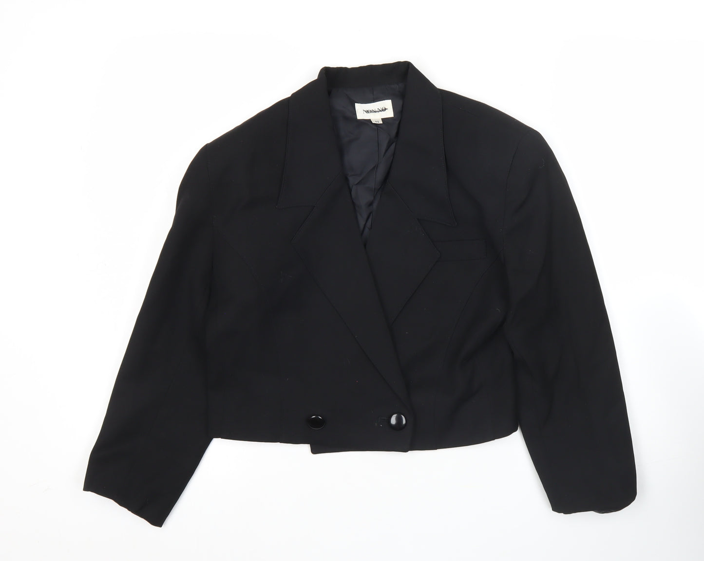 NON NO Womens Black Cropped Suit Jacket Size 18 Double Breasted