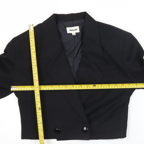 NON NO Womens Black Cropped Suit Jacket Size 18 Double Breasted