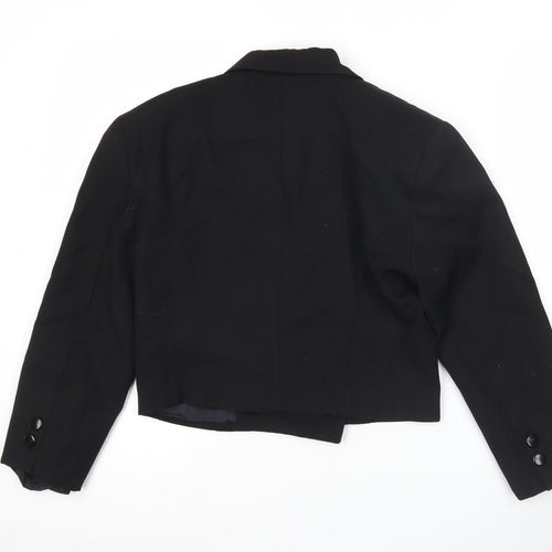NON NO Womens Black Cropped Suit Jacket Size 18 Double Breasted