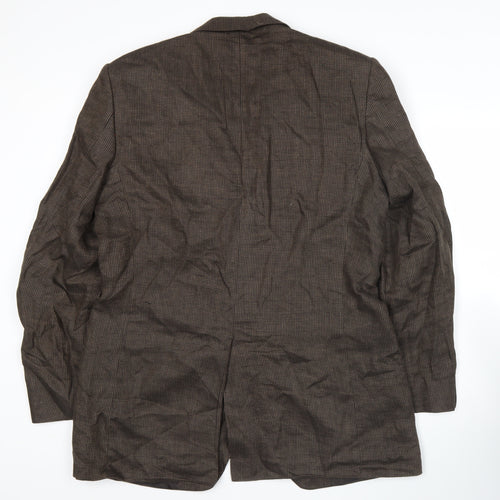 Marks & Spencer Men’s Brown 42L Linen Blazer Jacket Classic Fit