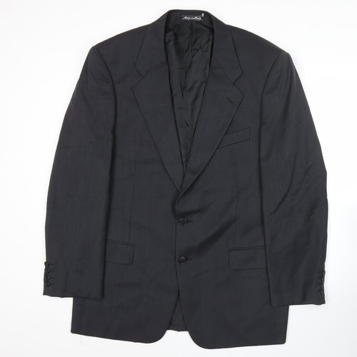 Marks and Spencer Mens Black Wool Blazer Jacket 40 Chest M Regular Fit