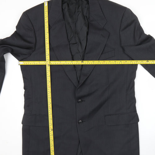 Marks and Spencer Mens Black Wool Blazer Jacket 40 Chest M Regular Fit