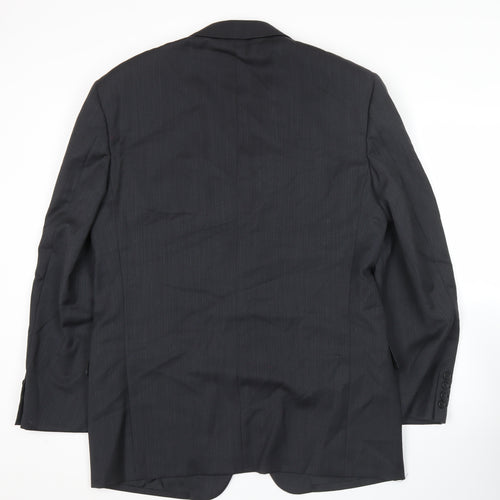 Marks and Spencer Mens Black Wool Blazer Jacket 40 Chest M Regular Fit