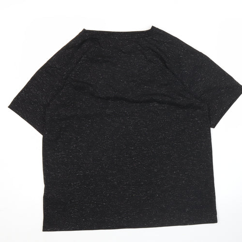 Marks and Spencer Womens Black V-Neck Short Sleeve T-Shirt Size 12