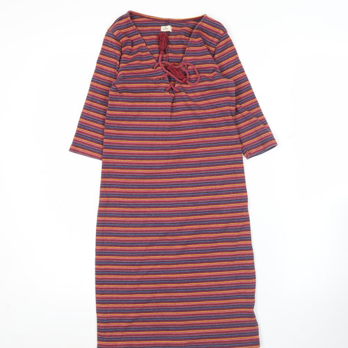 Hollister Women’s Multicoloured XS Striped Shift Dress 3/4 Sleeve