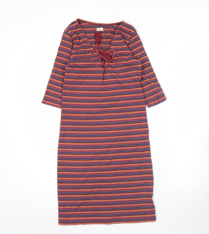 Hollister Women’s Multicoloured XS Striped Shift Dress 3/4 Sleeve