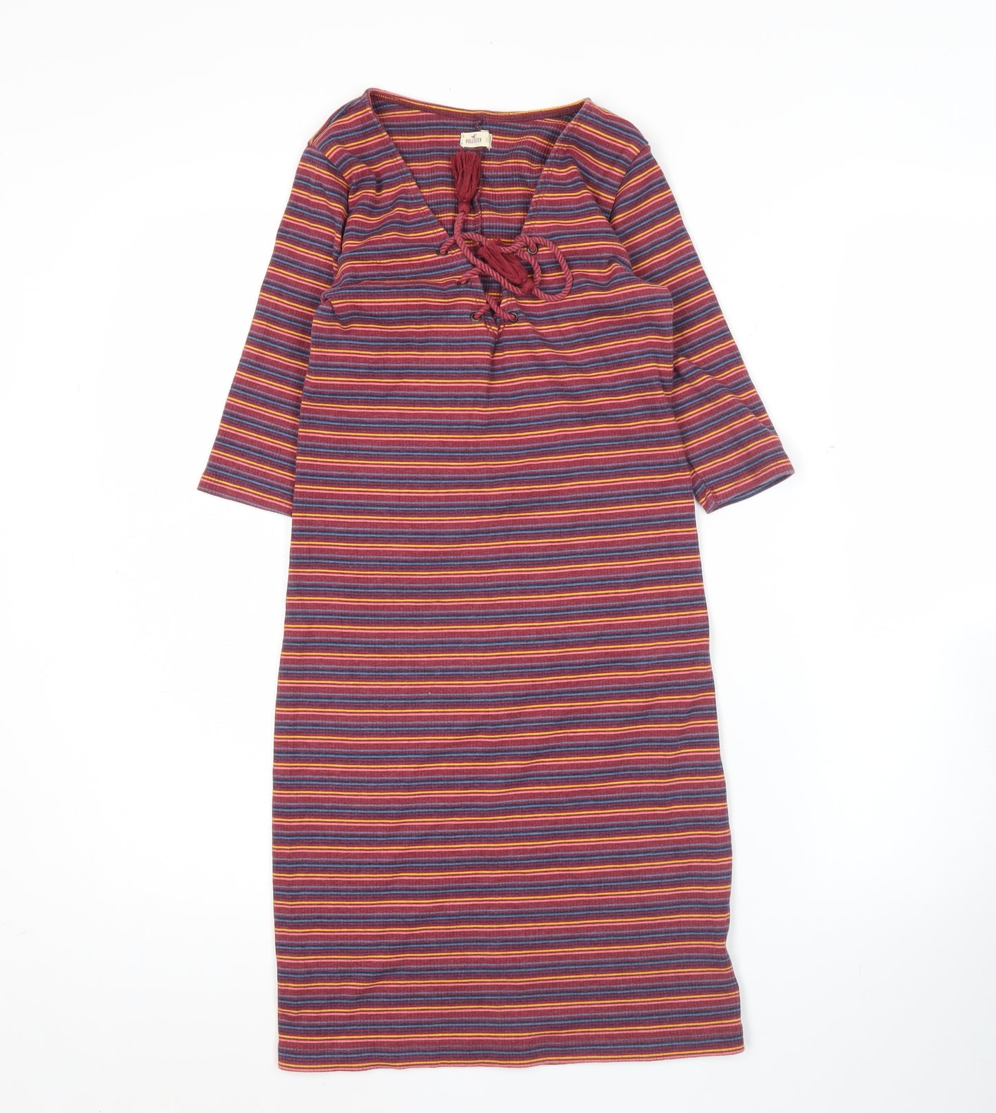 Hollister Women’s Multicoloured XS Striped Shift Dress 3/4 Sleeve