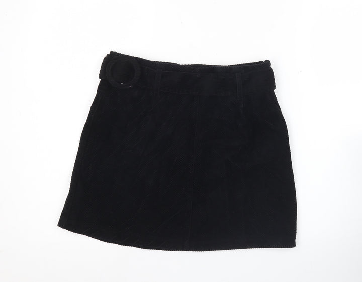 Denim Co. Womens Black Corduroy A-Line Skirt Size 12 Short