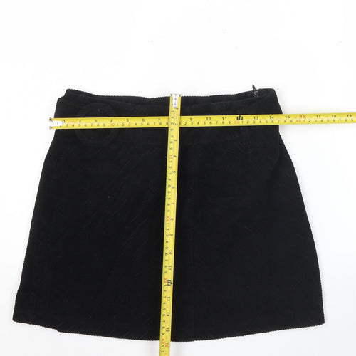 Denim Co. Womens Black Corduroy A-Line Skirt Size 12 Short