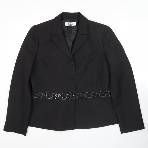 Le Suit Womens Black Size 10 Tailored Jacket Notch Lapel Formal Workwear