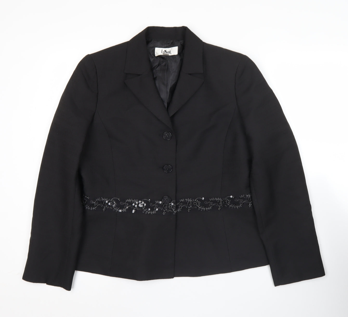 Le Suit Womens Black Size 10 Tailored Jacket Notch Lapel Formal Workwear
