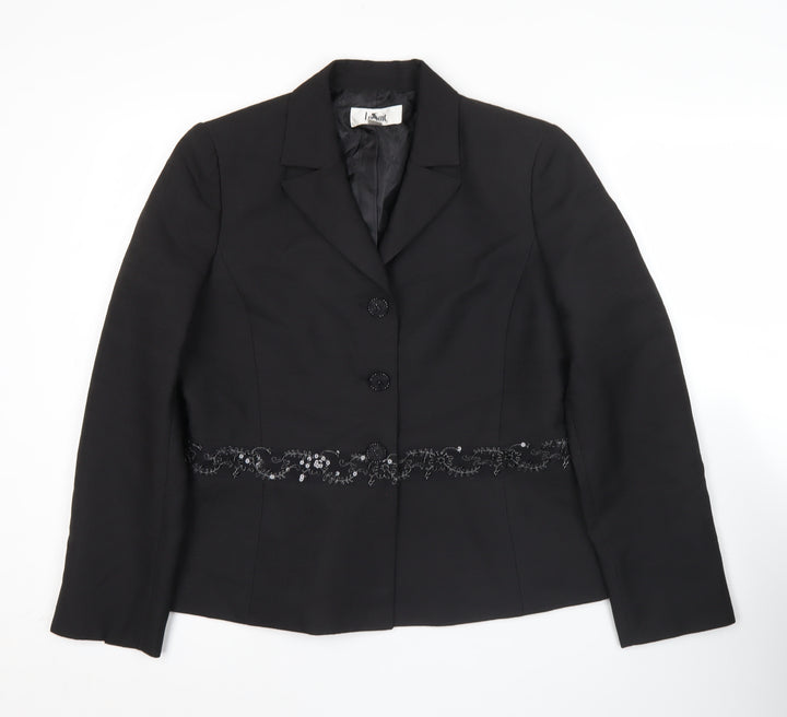 Le Suit Womens Black Size 10 Tailored Jacket Notch Lapel Formal Workwear