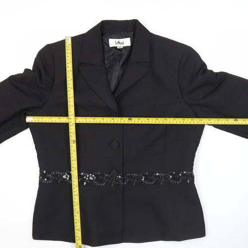 Le Suit Womens Black Size 10 Tailored Jacket Notch Lapel Formal Workwear