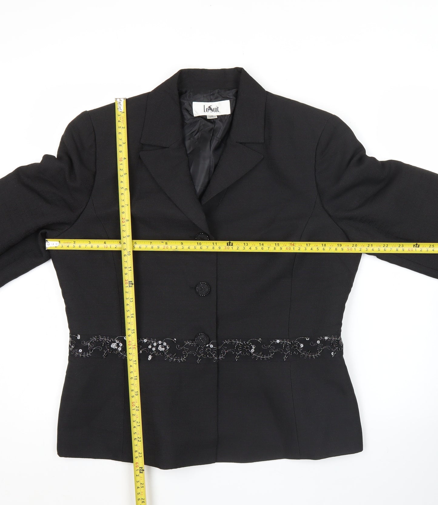 Le Suit Womens Black Size 10 Tailored Jacket Notch Lapel Formal Workwear