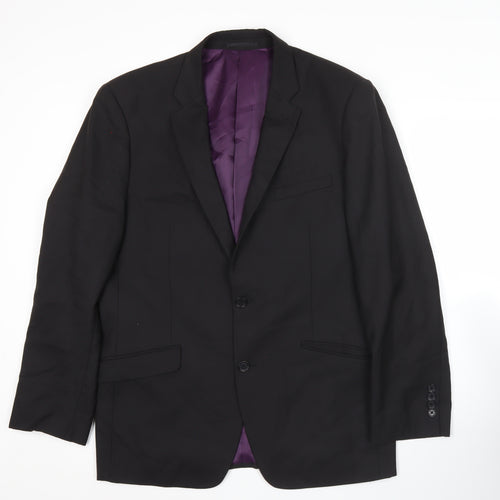 Ben Green Men Black 42R Wool Suit Jacket Classic Notch Lapel