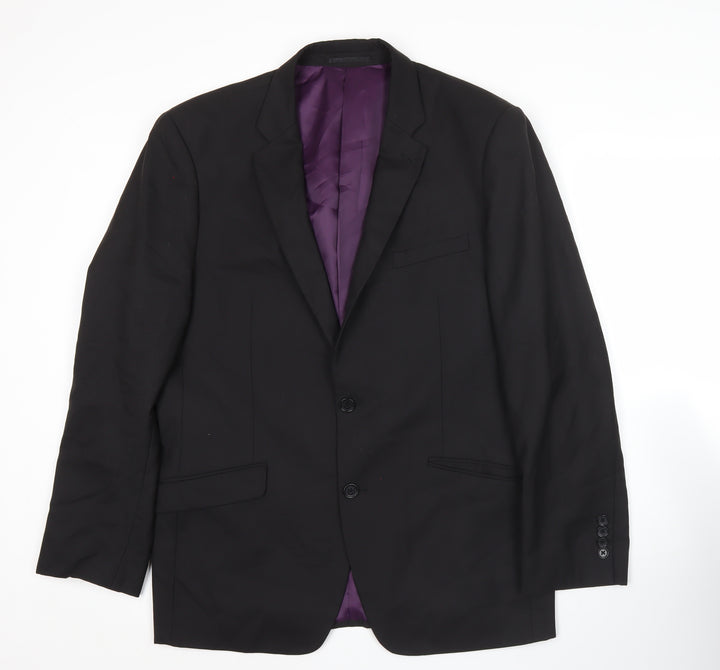 Ben Green Men Black 42R Wool Suit Jacket Classic Notch Lapel