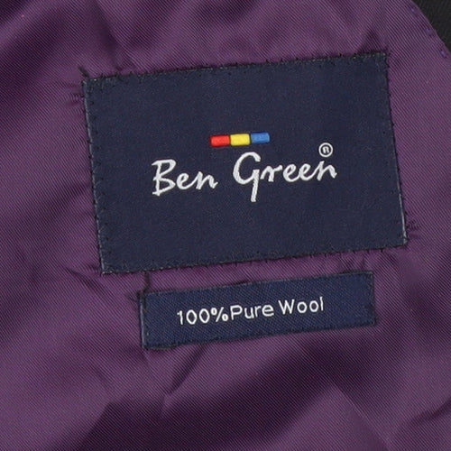 Ben Green Men Black 42R Wool Suit Jacket Classic Notch Lapel