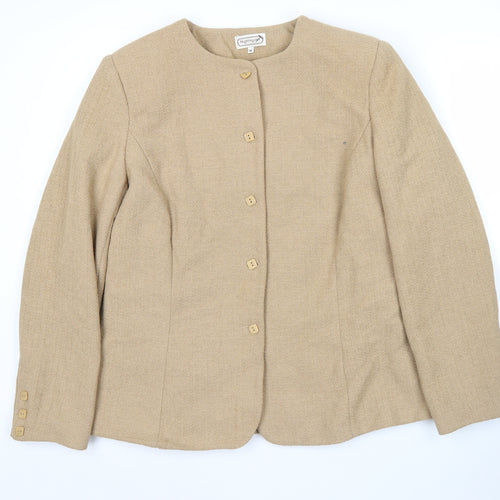 Nightingales Women Beige Wool Blend Blazer Jacket Size 14