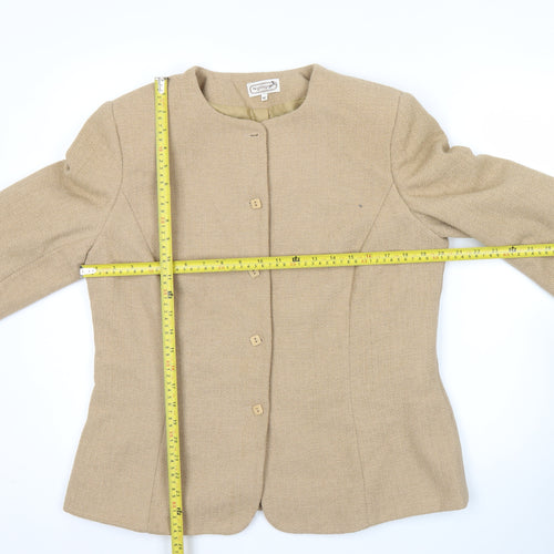 Nightingales Women Beige Wool Blend Blazer Jacket Size 14