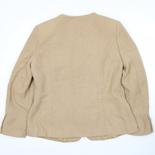 Nightingales Women Beige Wool Blend Blazer Jacket Size 14
