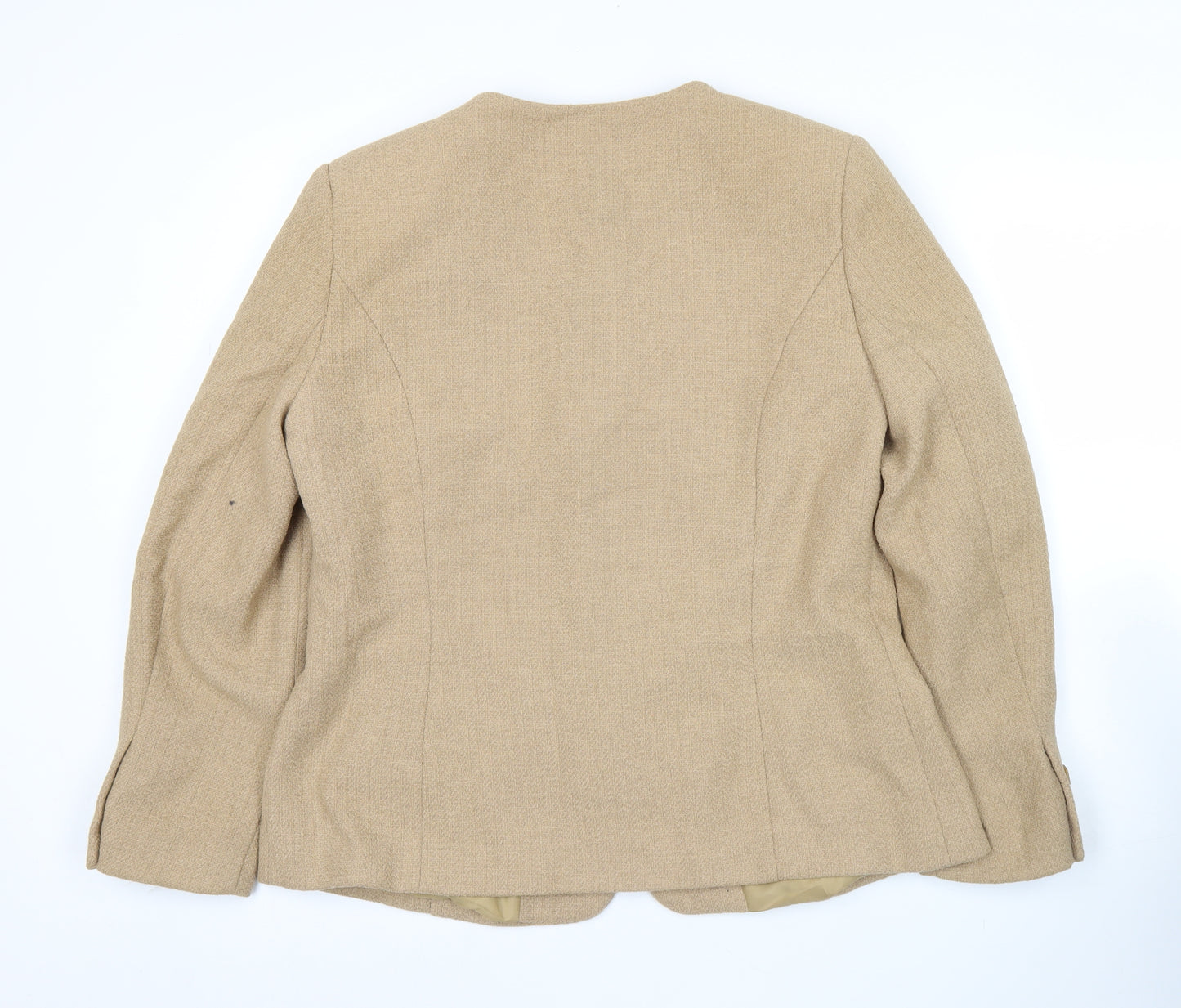 Nightingales Women Beige Wool Blend Blazer Jacket Size 14