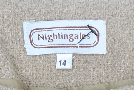 Nightingales Women Beige Wool Blend Blazer Jacket Size 14