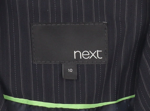 Next Womens Black Pinstripe Blazer Size 10 Slim Fit Notch Lapel