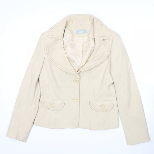Wallis Women’s Beige Blazer Jacket Size 14 Classic Two Button Workwear