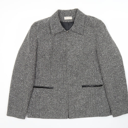 Bonmarché Women’s Grey Herringbone Jacket Size 12 Zip Business Casual