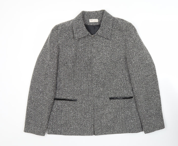 Bonmarché Women’s Grey Herringbone Jacket Size 12 Zip Business Casual