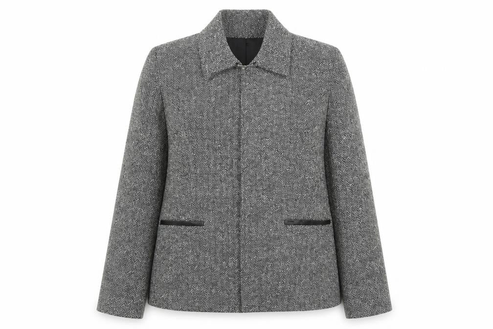 Bonmarché Women’s Grey Herringbone Jacket Size 12 Zip Business Casual