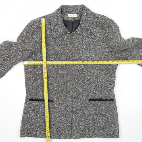 Bonmarché Women’s Grey Herringbone Jacket Size 12 Zip Business Casual