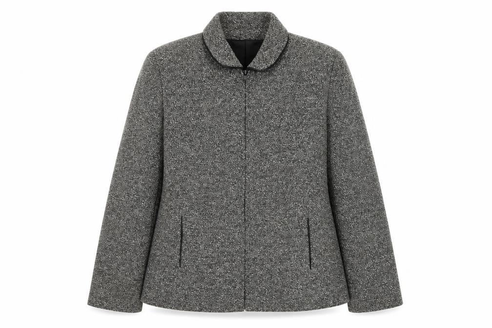 Front view of OPUS Women's Grey Blazer Jacket, size 14, Wool Look Workwear
