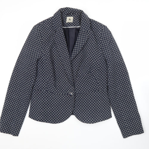 Tu Womens Blue Textured Blazer Size 14 Single Breasted Jacket