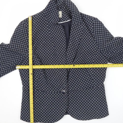 Tu Womens Blue Textured Blazer Size 14 Single Breasted Jacket