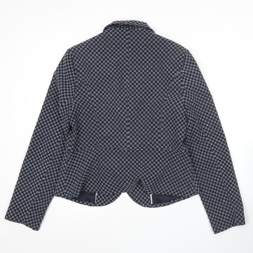 Tu Womens Blue Textured Blazer Size 14 Single Breasted Jacket