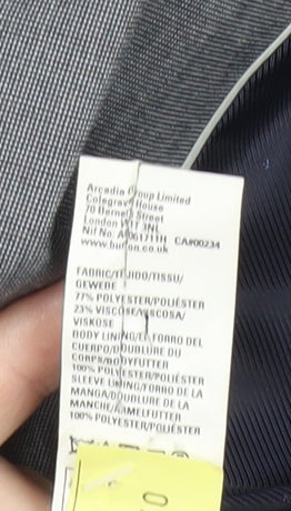 Burton Menswear Men’s Grey 42L Slim Fit Two Button Blazer Suit Jacket