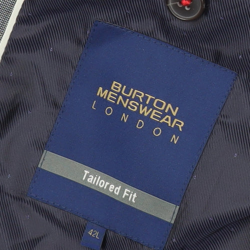 Burton Menswear Men’s Grey 42L Slim Fit Two Button Blazer Suit Jacket