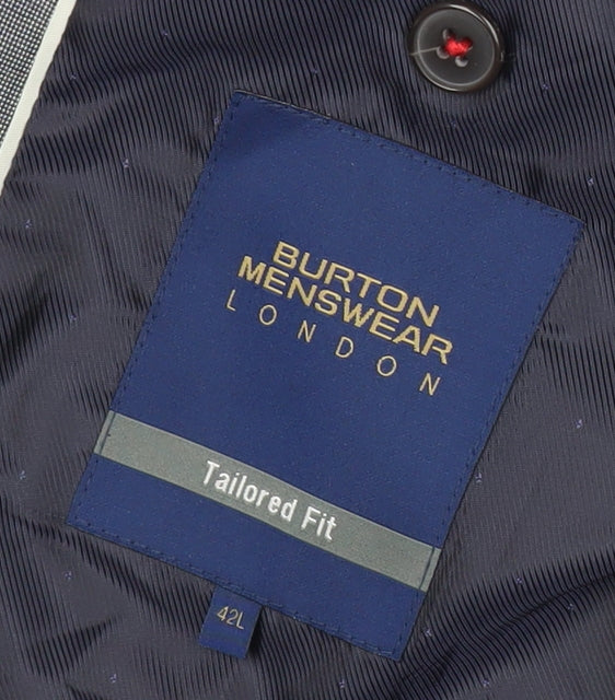 Burton Menswear Men’s Grey 42L Slim Fit Two Button Blazer Suit Jacket