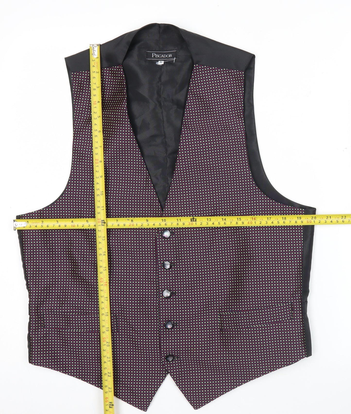 Piscador Men’s Geometric Waistcoat Medium 40 Shawl Lapel Formal