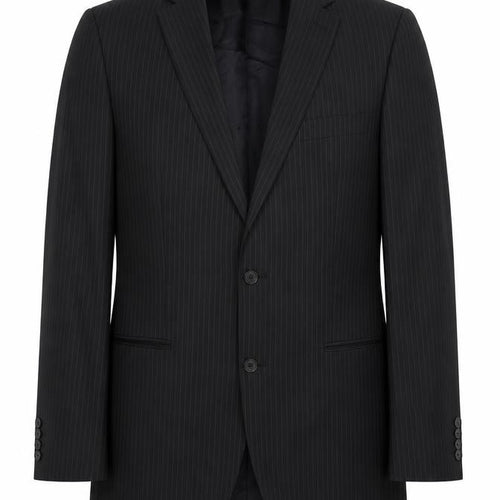 Jeff Banks Men's Black Pinstripe 42L Suit Jacket Notch Lapel
