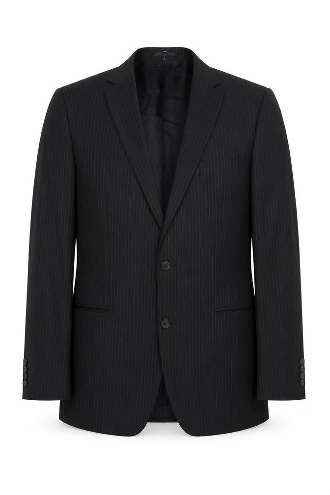 Jeff Banks Men's Black Pinstripe 42L Suit Jacket Notch Lapel