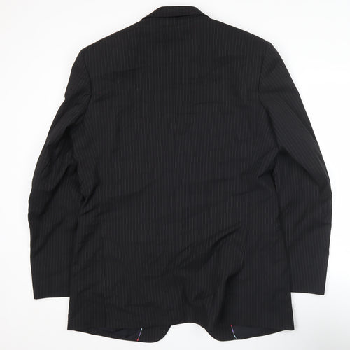 Jeff Banks Men's Black Pinstripe 42L Suit Jacket Notch Lapel
