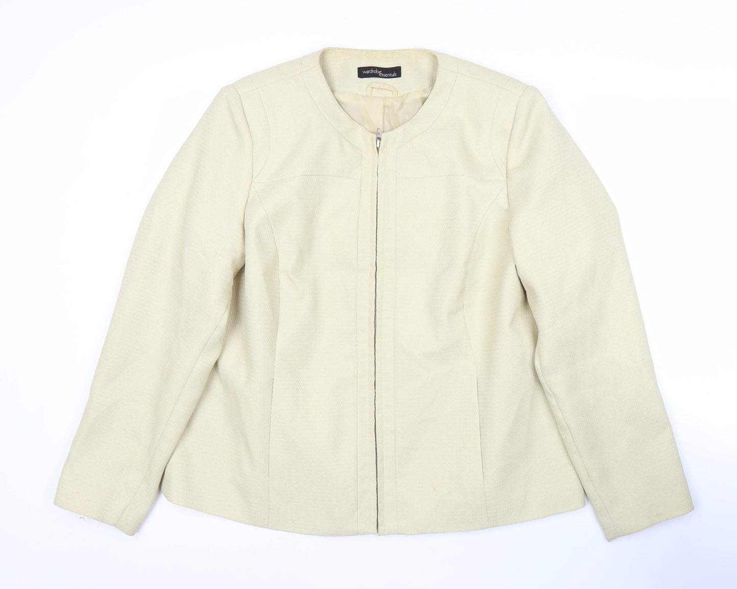 Wardrobe Essentials Women’s Beige Zip Jacket Size 16 Workwear