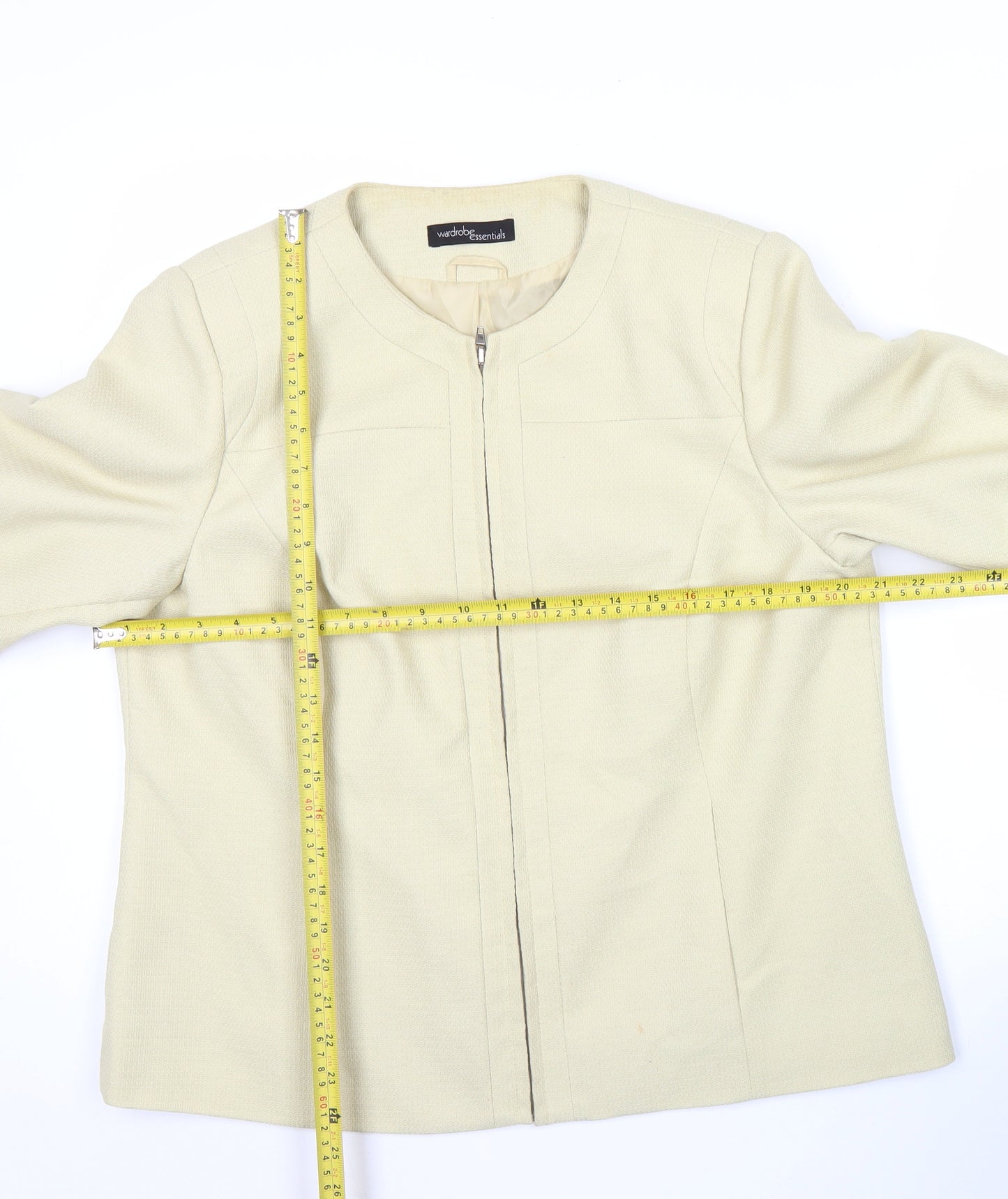 Wardrobe Essentials Women’s Beige Zip Jacket Size 16 Workwear